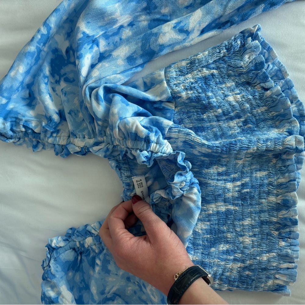 Blue Tie-Dye Smocked Dress